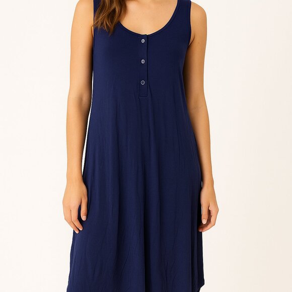 Tahari Easy Jersey Button-Front Tank Dress - Picture 1 of 9